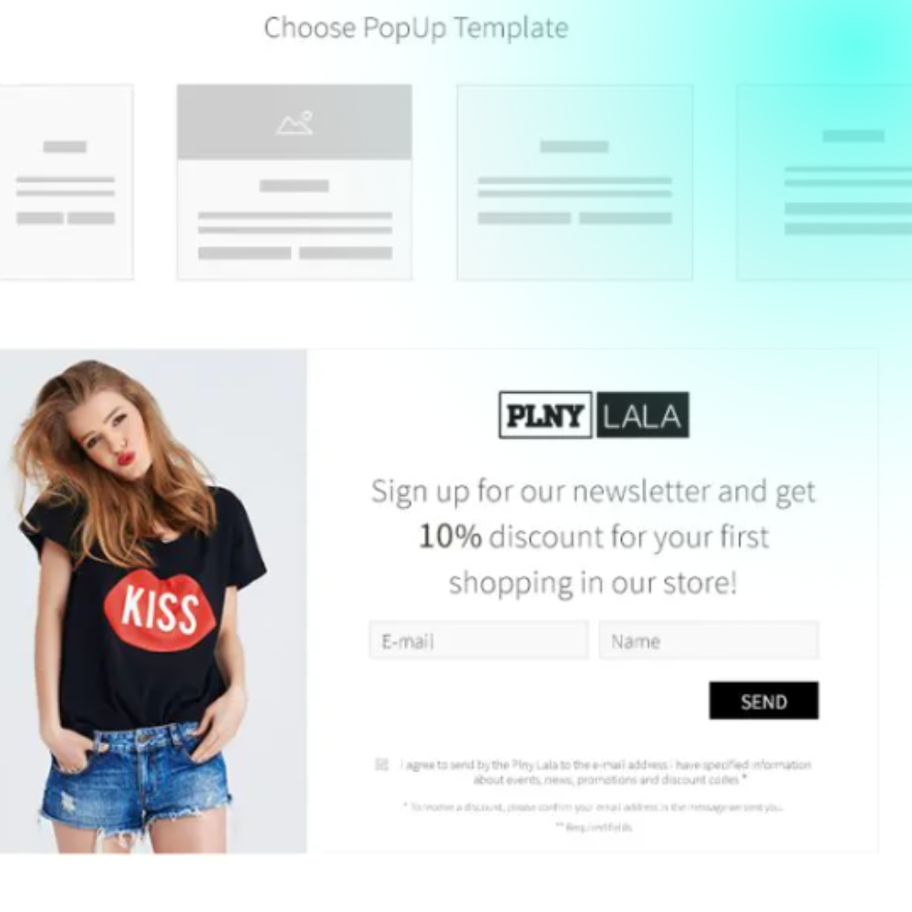 Exemplo de pop-up no e-commerce no sistema edrone